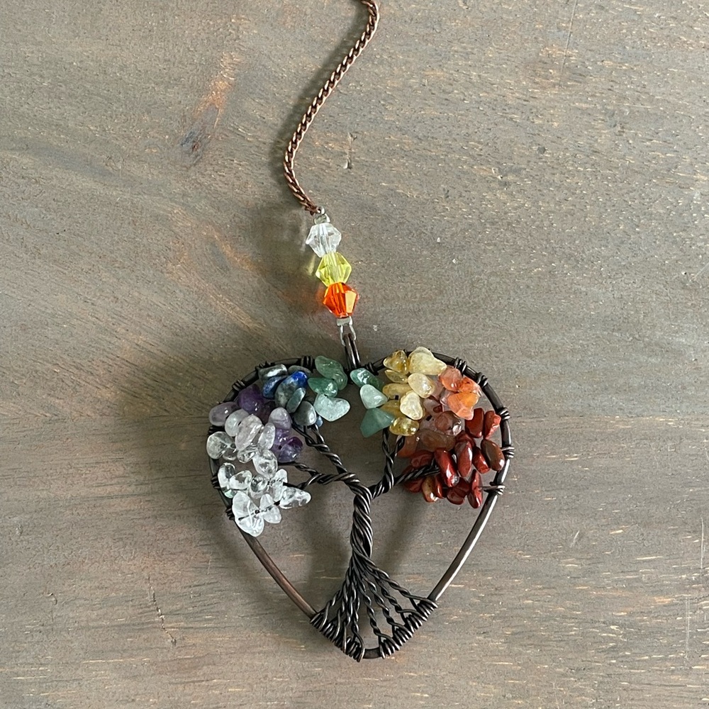 Handmade Rainbow Tree of Life Heart